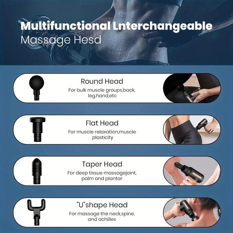 Portable Percussion Massage Gun with LED Screen & 4 Heads