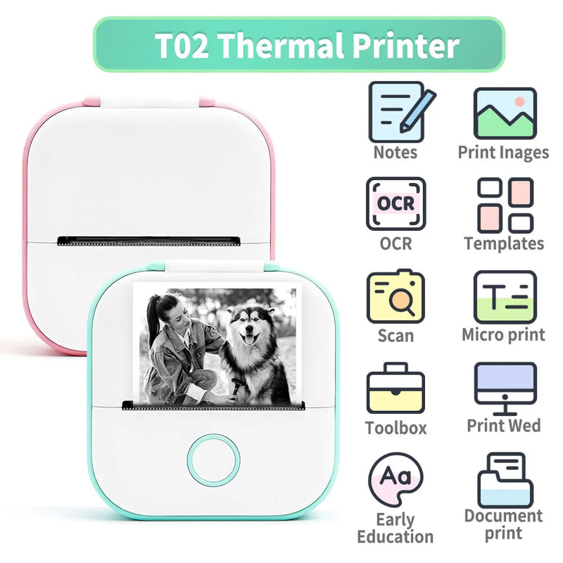 T02 Mini Sticker Printer – Portable & Inkless