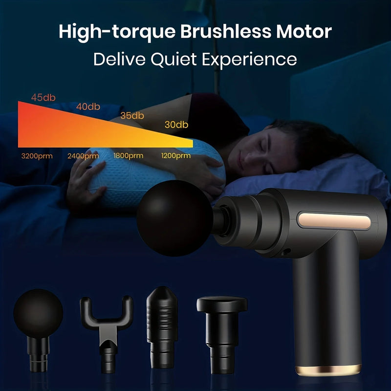 Portable Percussion Massage Gun with LED Screen & 4 Heads