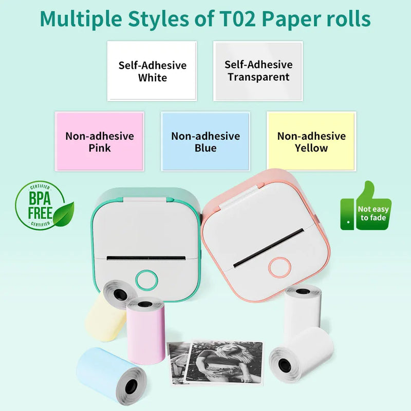 T02 Mini Sticker Printer – Portable & Inkless